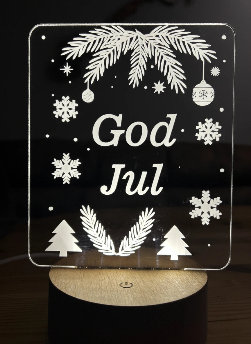 God Jul LED Lys i Tre – Juledekorasjon | Perfekt Gave