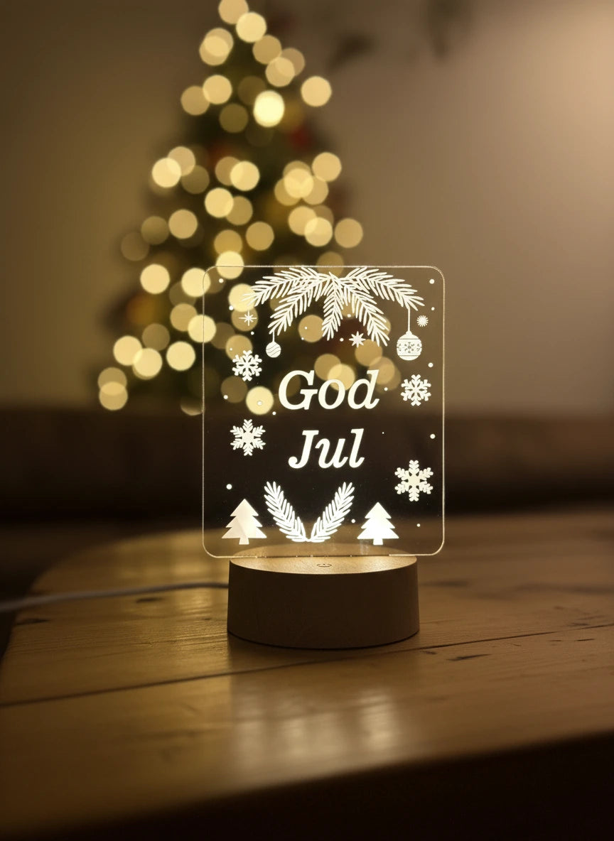 God Jul LED Lys i Tre – Juledekorasjon | Perfekt Gave